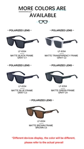 Katalog polarisierter quadratischer Sonnenbrillen in fünf matten Rahmenfarben