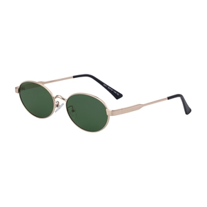 Lunettes de soleil polarisées ovales, monture acier doré et verres vert foncé