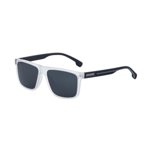 Square polarized sunglasses with frosted white frames and black temples for outdoor use