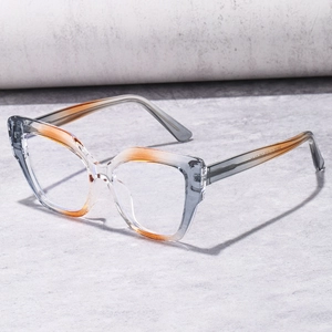 Fashion cat-eye glasses frame with three-color gradient design and anti-blue light lenses