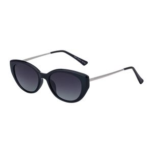 Occhiali da sole cat eye polarizzati con montatura nera e stanghette in acciaio inossidabile