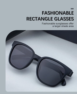 Detail of square polarized sunglasses with matte black frames for men in a 45-degree angle