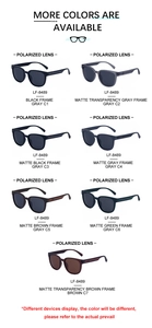 Polarized sunglasses LF-8489 showing seven different frame colors and lens combinations