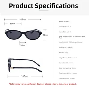Tableau des tailles pour lunettes de soleil polarisées femme avec dimensions et monture TR
