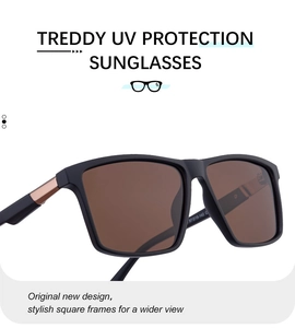 Détails des lunettes de soleil polarisantes TREDDY avec verres marrons et monture carrée