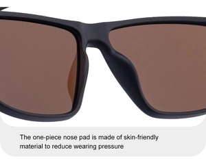 Détail des lunettes de soleil polarisées montrant les plaquettes et la monture mate