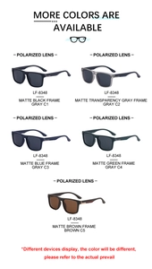Detailed catalog of polarized square sunglasses LF-8348 in five matte frame color options