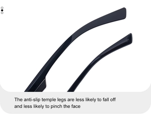 Detail of square polarized sunglasses temple legs with anti-slip and comfortable design