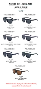 Detailed grid of LF-8494 square polarized sunglasses in seven stylish matte color options