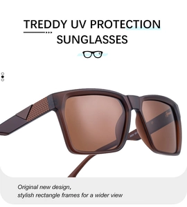 Detail of matte rectangle sunglasses frame with anti-slip texture and UV protection