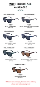 Collection of square polarized sunglasses for men available in seven matte color options