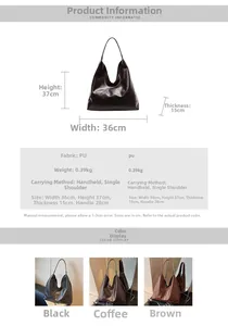 Detailed size chart and specifications for the large PU leather commuter tote bag