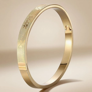 Stainless Steel Bangle Bracelet With Heartbeat Fingerprint Patterns Love Lettering Hinge Clasp Fashion Jewelry