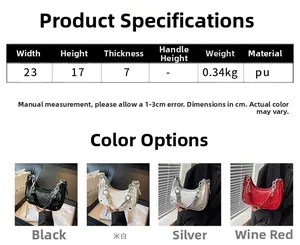 Detailed dimensions of the faux leather crescent bag with chic thick metal chain decor