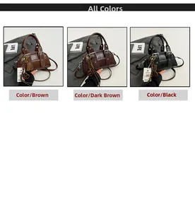 Détails des sacs Boston vintage en cuir ciré marron, café et noir en comparaison