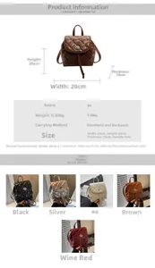 Spécifications de taille et options de couleur pour le mini sac à dos matelassé