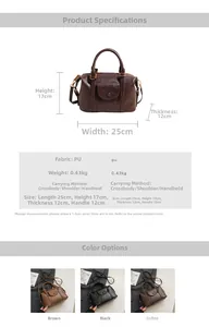 Detailed size specifications for the vintage PU leather shoulder bag with dimensions