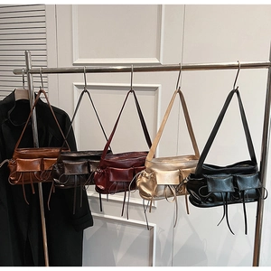 Multi-pocket vintage underarm bags in five colors including burgundy and brown colors