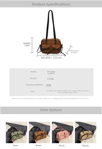 Dimensions détaillées et options de couleurs pour le sac en PU mat avec décoration nœud