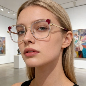 Women Cat Eye Optical Glasses Frames TR Metal Anti Blue Light Trendy Fashion Retro Clear Lens Eyewear