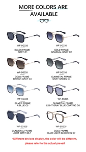 Matrix view of various metal square sunglasses frames and color options for men