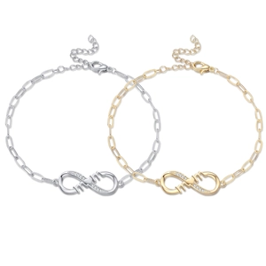 Bracelet Maman Infini Cuivre Chaîne Trombone Cœur Zircone Ajustable Cadeau Bijoux Fête Des Mères Pour Femmes