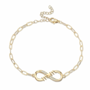 Bracelet infini MOM doré avec pavé de zircons et chaîne trombone pour femmes