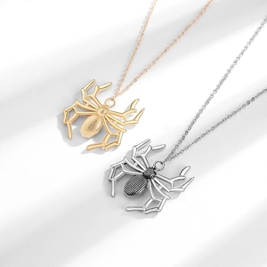 Punk style spider pendant necklaces in gold and silver finish with hollow leg design