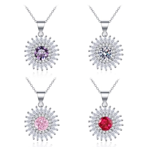Collier Pendentif Tournesol Élégant Cuivre Plaqué Zircon Bijoux Fleur Étincelante Pour Femmes Accessoires Mode Bureau