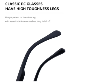 Detail of high-toughness PC sunglasses temples with ergonomic anti-slip curved design