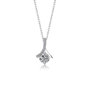 Collier en argent avec pendentif ruban croisé et zircone cubique ronde scintillante