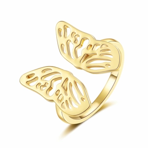 Elegant gold hollow butterfly open ring with a minimalist and sophisticated 3D design
