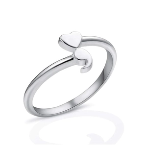 Semicolon Heart Ring Copper Platinum Plated Adjustable Open Ring Fashion Minimalist Jewelry For Women