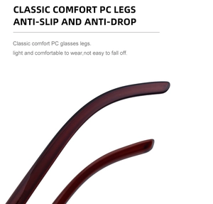 Detailed close-up of dark brown translucent PC temple tips with anti-slip design