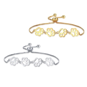 Bracelet Empreinte De Patte Creux Chat Chien Griffe Cuivre Réglable Chaîne De Boîte Bijoux Pour Femmes Mode Minimaliste