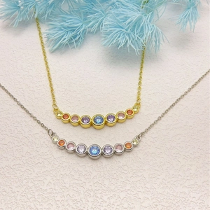 Rainbow CZ pendant necklace in gold and silver finish with colorful zircon stones