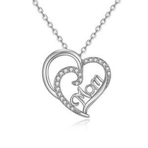 Collier Pendentif Double Cœur Mom En Cuivre Avec Zircone Cadeau Fête Des Mères Bijoux Élégants Pour Femmes