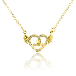 Collana Pendente Cuore Ali Mama Rame Con Zirconi Cubici Gioielli Di Moda Regalo Festa Della Mamma Per Donne