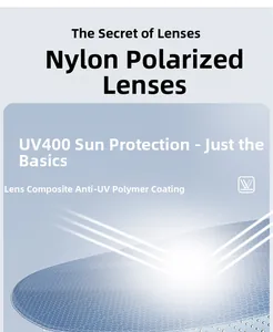 Dettaglio della lente polarizzata in nylon con trama a nido d'ape e protezione UV400