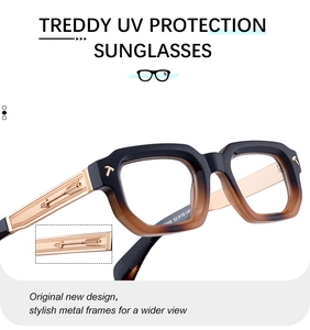 Detailed close-up of golden metal temples with intricate arrow engraving on square sunglasses