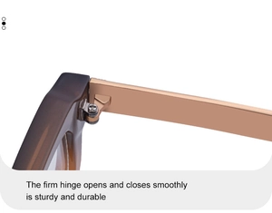 Macro detail of high-end square sunglasses showing durable golden metal hinges and joints