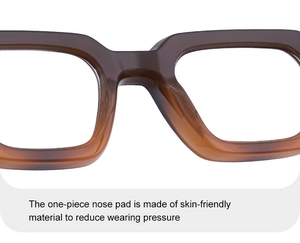 Detail of integrated nose pads on square acetate sunglasses for pressure-free comfort