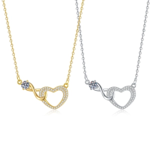 Infinity Heart Pendant Necklace Copper Interlocking Pave Zirconia Jewelry For Women Elegant Clavicle Chain Gift