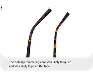 Detail of tortoise shell patterned temple tips showing ergonomic anti-slip design