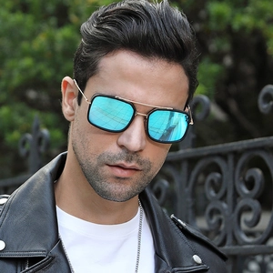Retro Fashion Square Frame Sunglasses For Men Women Metal Double Bridge UV400 Protection Outdoor Driving Stylish Eyewear