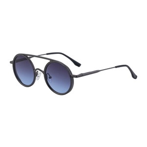 Lunettes de soleil ovales rétro en métal avec double pont et verres dégradés