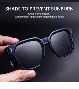 Detail of square polarized sunglasses with silver arrow rivets and model ZS98394 info