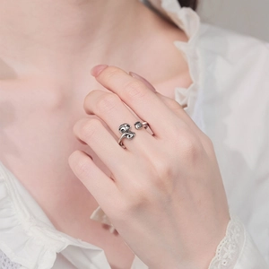 Elegant vintage snake-shaped open ring in silver finish with detailed serpent head design