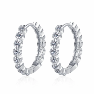 Élégantes boucles d'oreilles huggie en argent sterling S925 avec zircons blancs