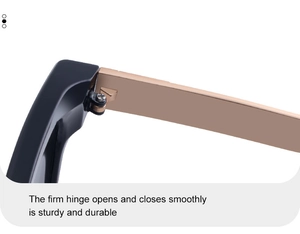 Detail of sturdy metal hinge and smooth mechanism on square frame polarized sunglasses